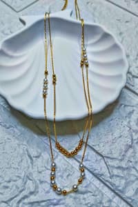 Gold-Tone Layered Pearl & Bead Necklace