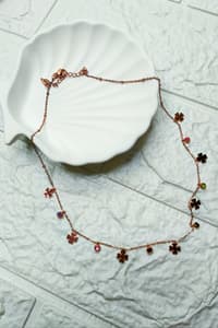 Rose Gold Clover Dangle Necklace with Multi-Color Stone Accents