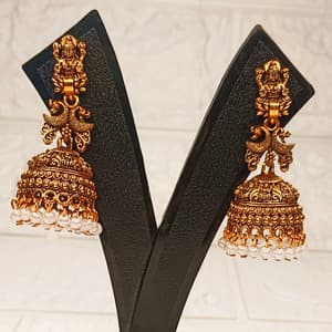 Goddess Motif with Peacock and Dome Jhumka