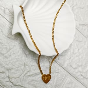 Gold Heart Pendant “11:11” Necklace