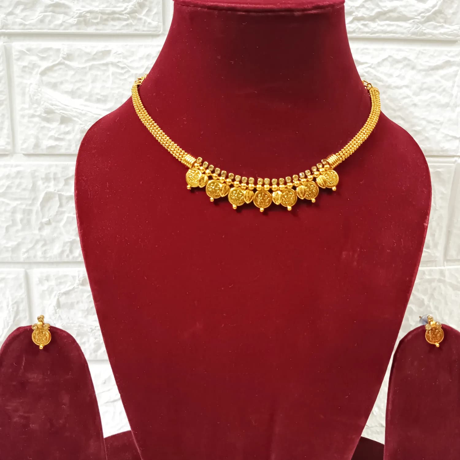 Coin Charm Gold-Finish Necklace Set