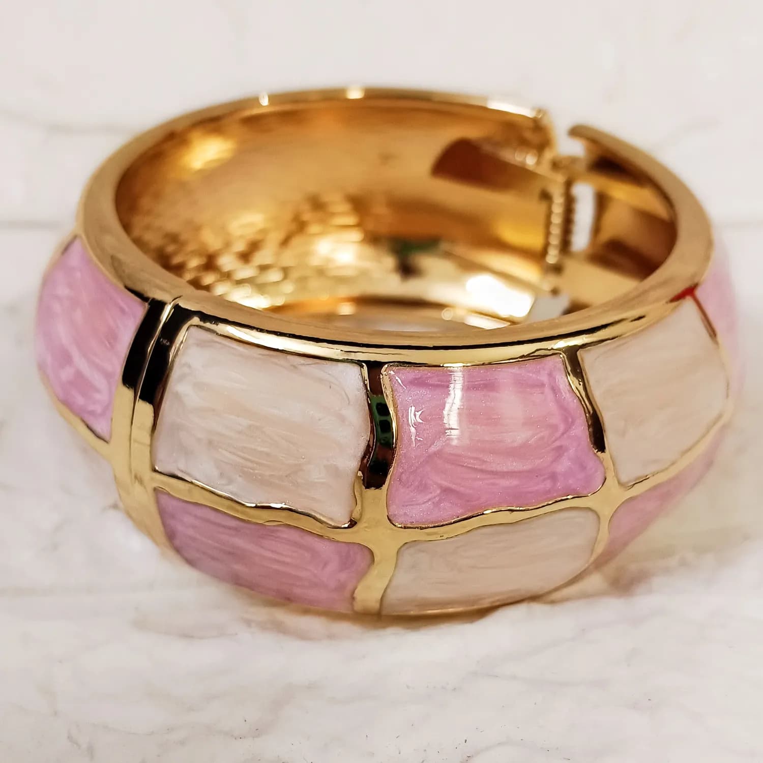 Blush Pearl Gold-Finish Enamel Kada Bracelet